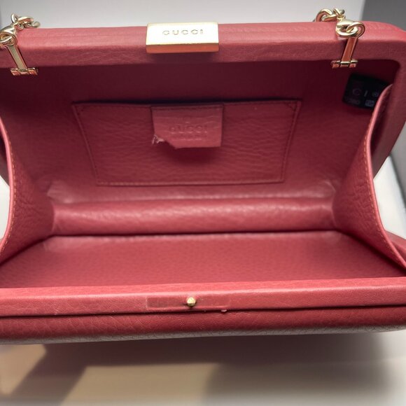 Gucci Calfskin Leather Soho Hard Case Clutch Shoulder Bag -Mauve/Pink - Preowned - Picture 6 of 12